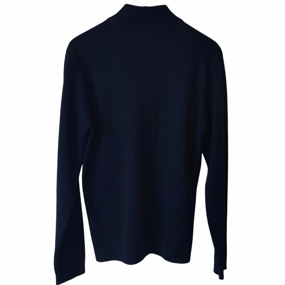 BURTON London Sweater M Full Zip Mock Neck Navy Blue Cardigan Men's - Picture 3 of 8